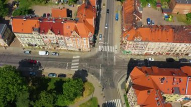 Park Gdanski Townhouse Legnica Kamienice Aerial View Poland. Yüksek kalite 4k görüntü