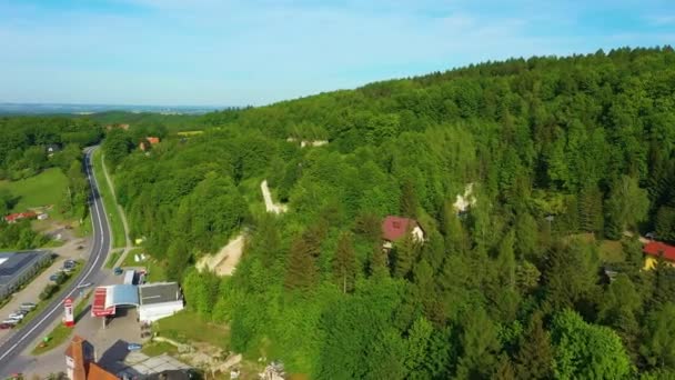 Hillside Mountain Zloty Stok Zbocze Air View Poland Высококачественные Кадры — стоковое видео