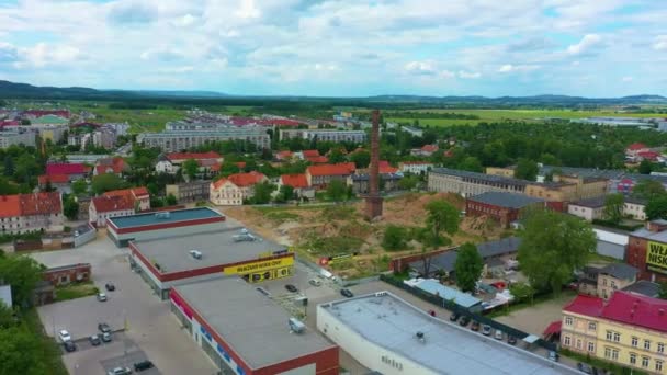 Chimney Swiebodzice Komin Aerial View Poland High Quality Footage — Stockvideo