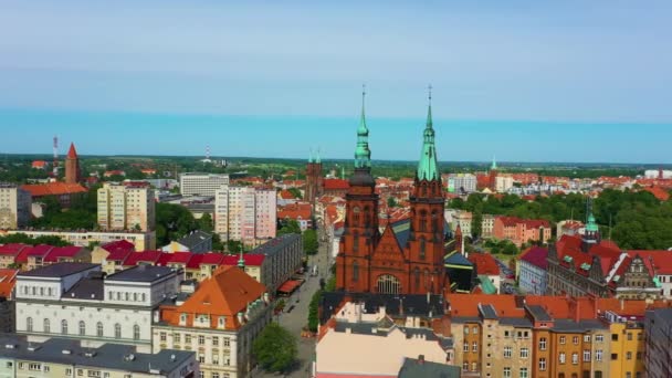 Peter Paul Cathedral Legnica Katedra Piotra Pawla Aerial View Poland — стокове відео