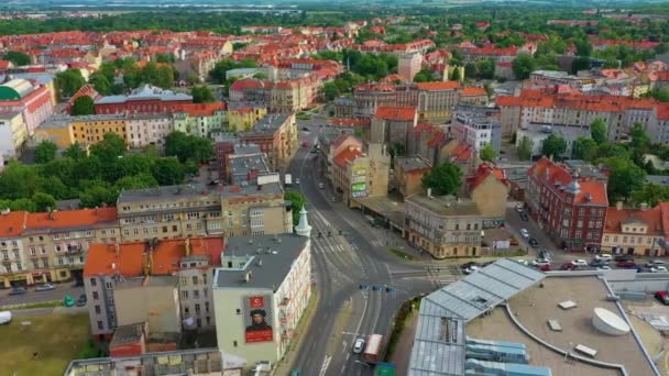 Street Muzealna Ferio Legnica Nákupní Centrum Aerial View Polsko Vysoce — Stock video
