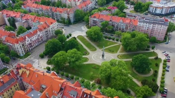 Orlat Lwowskich Square Legnica Park Aerial View Poland High Quality — Stock Video