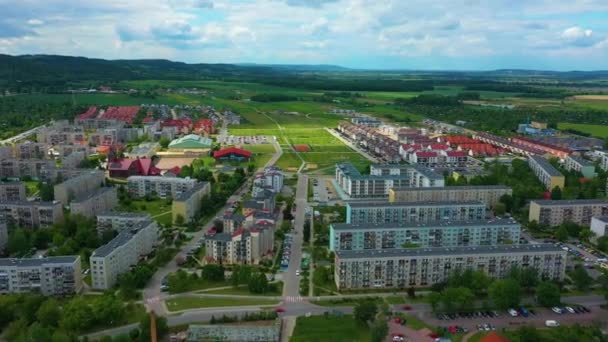Panorama Mountains Houses Swiebodzice Domy Aerial View Poland High Quality — Wideo stockowe