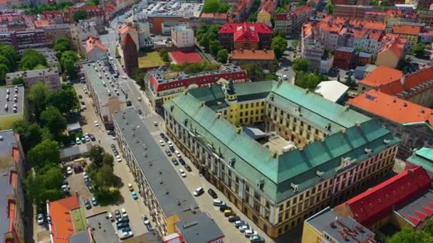 Knight Academy Copper Museum Legnica Akademia Rycerska Aerial View Poland — Stockvideo