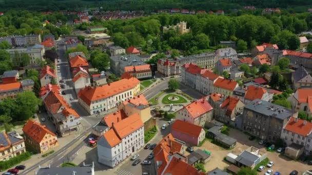 Jana Pawla Square Swiebodzice Plac Aerial View Poland High Quality — Stockvideo