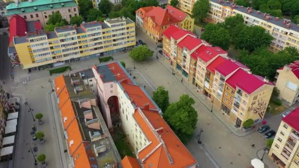 Market Square Old Town Legnica Stare Miasto Aerial View Poland — Stockvideo