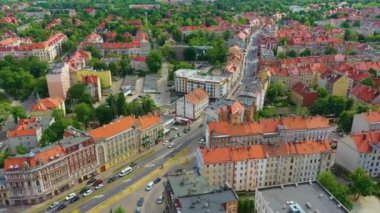 Panorama Street Legnica Ulica Aerial View Poland. High quality 4k footage