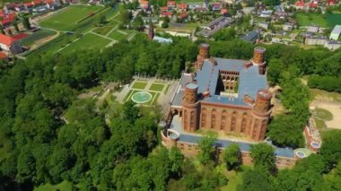 Palace Of Marianna Oranska Kamieniec Zabkowicki Castle Zamek Aerial View Poland. High quality 4k footage