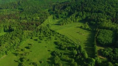 Beautiful Landscape Mountains Zloty Stok Gory Krajobraz Aerial View Poland. High quality 4k footage