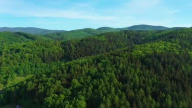 Beautiful Landscape Mountains Zloty Stok Gory Krajobraz Aerial View Poland. High quality 4k footage