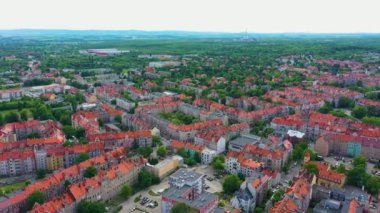 Panorama Houses Legnica Domy Aerial View Poland. High quality 4k footage