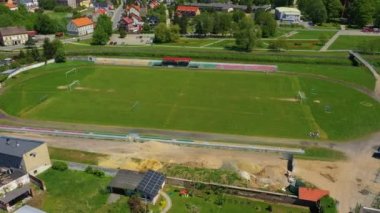 Stadium Castle Kamieniec Zabkowicki Stadion Aerial View Poland. High quality 4k footage