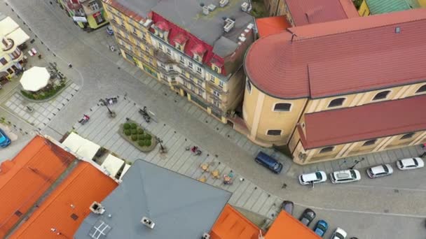 Grottgera Street Klodzko Παλιά Πόλη Aerial View Πολωνία Υψηλής Ποιότητας — Αρχείο Βίντεο