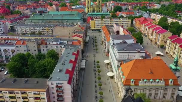 Market Meydanı Eski Şehir Legnica Miasto Havadan Bakış Polonya Yüksek — Stok video