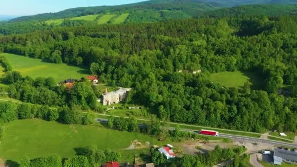 Landscape Lime Kilns Zloty Stok Wapienniki Aerial View Poland High — Video Stock