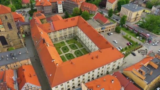 Klodzko Kosciol Aerial View Poland Кадри Високої Якості — стокове відео