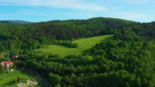 Красивые Ландшафтные Горы Zloty Stok Gory Krajobraz Aerial View Poland — стоковое видео