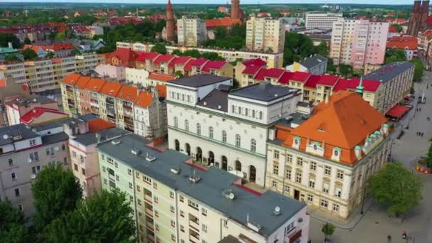 Market Square Old Town Legnica Stare Miasto Aerial View Poland — Stockvideo