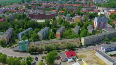 Housing Estate Nysa River Klodzko Osiedle Aerial View Poland. High quality 4k footage