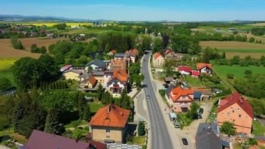 Beautiful Panorama Of Kamieniec Zabkowicki Aerial View Poland. High quality 4k footage
