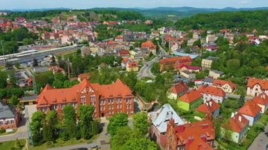 Panorama Roundabout Klodzko Rondo Aerial View Poland. High quality 4k footage