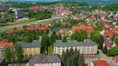 Panorama Station River Klodzko Aerial View Poland. High quality 4k footage