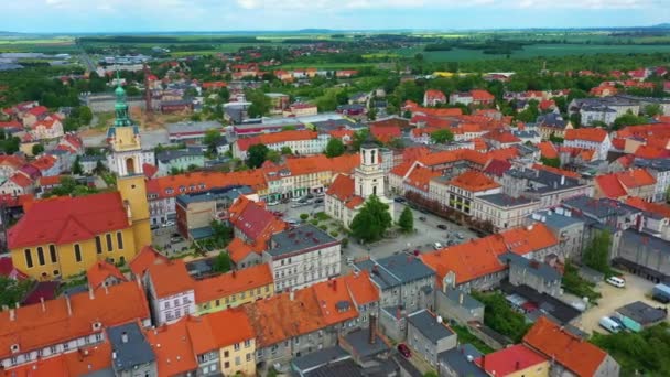 Market Square Swiebodzice Rynek Aerial View Poland High Quality Footage — Stockvideo