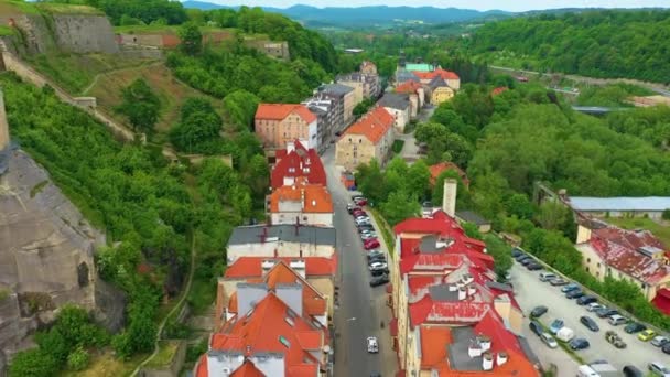 Fortress Street Lukasinskiego Klodzko Twierdza Aerial View Poland High Quality — Stockvideo