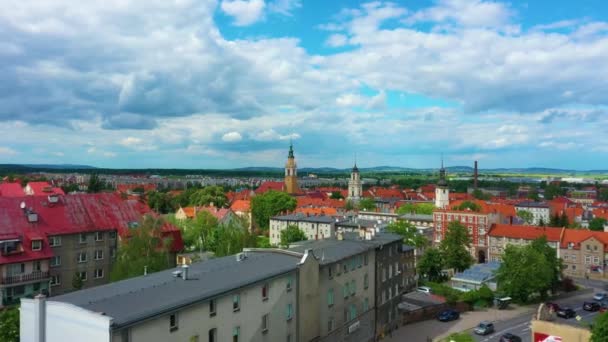 Panorama Market Square Swiebodzice Rynek Aerial View Poland High Quality — Stock video