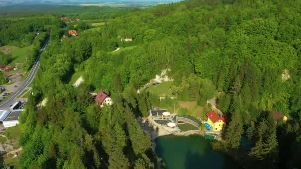Hillside Mountain Zloty Stok Zbocze Aerial View Poland High Quality — Stock video
