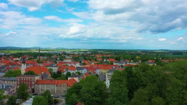 Panorama Houses Swiebodzice Aerial View Poland High Quality Footage — Stockvideo