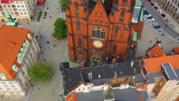 Peter Paul Cathedral Legnica Katedra Piotra Pawla Aerial View Poland — Stok video