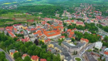 Panorama Old Town Fortress Klodzko Twierdza Aerial View Poland. High quality 4k footage