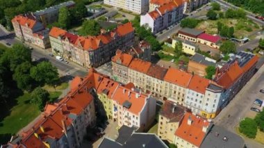 Park Gdanski Townhouse Legnica Kamienice Aerial View Poland. Yüksek kalite 4k görüntü