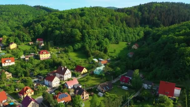 Landscape Houses Mountains Zloty Stok Aerial View Poland High Quality — Video Stock