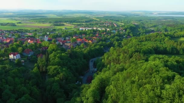 Prachtig Landschap Bergen Zloty Stok Gory Krajobraz Luchtfoto View Polen — Stockvideo