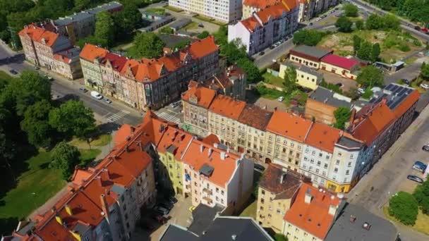 Park Gdanski Townhouses Legnica Kamienice Flygfoto Polen Högkvalitativ Film — Stockvideo