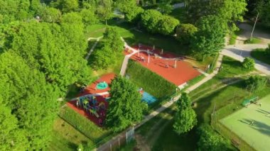 Playing Field Zloty Stok Boisko Do Gry Aerial View Poland. High quality 4k footage