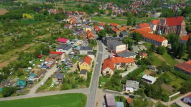 Beautiful Panorama Of Kamieniec Zabkowicki Aerial View Poland. High quality 4k footage