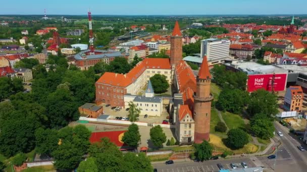Piast Castle Legnica Zamek Piastowski Aerial View Poland High Quality — Stok video