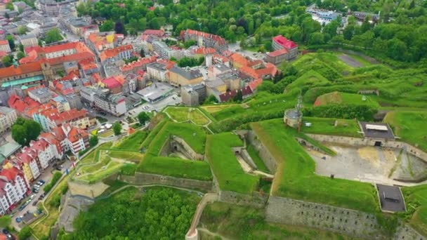 Fortress Klodzko Twierdza Aerial View Poland High Quality Footage — kuvapankkivideo