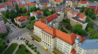 Bishop Curia Legnica Kuria Biskupia Aerial View Poland. High quality 4k footage