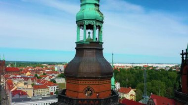 Tower Peter And Paul Cathedral Legnica Katedra Piotra I Pawla Aerial View Poland. High quality 4k footage