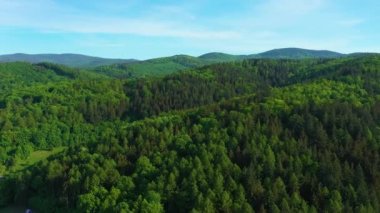 Beautiful Landscape Mountains Zloty Stok Gory Krajobraz Aerial View Poland. High quality 4k footage