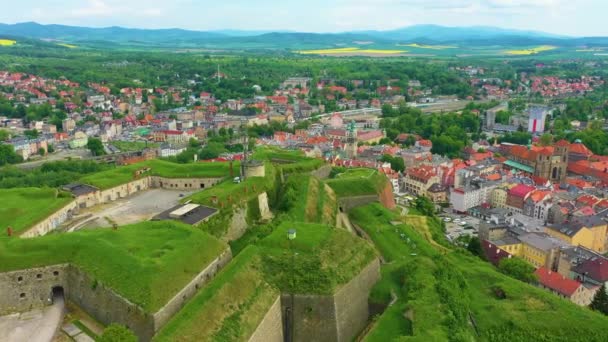 Φρούριο Klodzko Twierdza Αεροφωτογραφία Πολωνία Υψηλής Ποιότητας Πλάνα — Αρχείο Βίντεο
