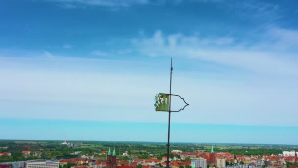Tower Peter Paul Cathedral Legnica Katedra Piotra Pawla Aerial View — Stockvideo
