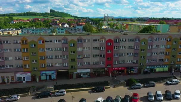 Home Καταστήματα Zlotoryja Panorama Blok Sklepy Aerial View Poland Υψηλής — Αρχείο Βίντεο