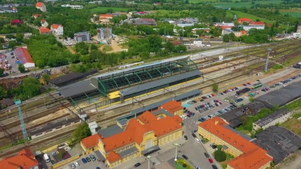 Railway Station Legnica Dworzec Kolejowy Aerial View Poland High Quality — 图库视频影像