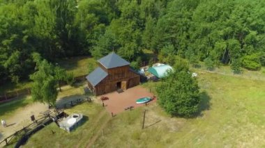 Skansen Pilica River Tomaszow Mazowiecki Aerial View Poland. High quality 4k footage
