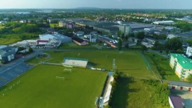 Stadyum Rks Radomsko Stadyumu Hava Görüntüsü Polonya. Yüksek kalite 4k görüntü